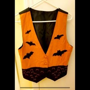 Halloween Vest with Bats Black and Orange Vest